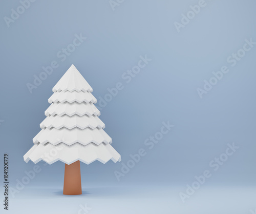 3d render of christmas tree on light background, no AI
