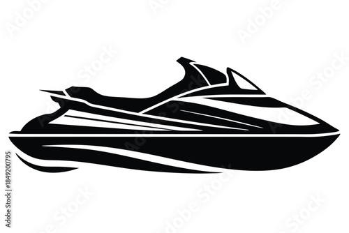 jet ski silhouette line art vector illustration