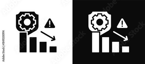 Risk Management icon set black and white