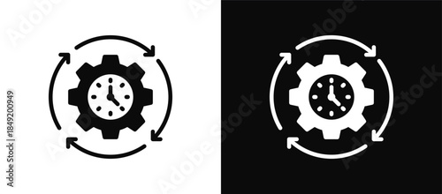 Business Continuity icon set black and white