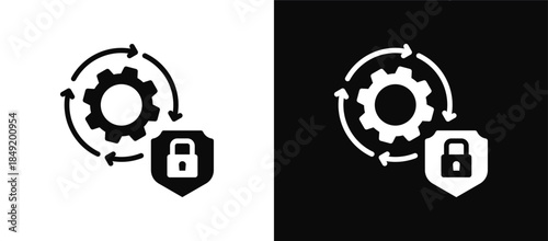 Security Automation icon set black and white