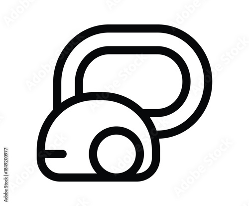 Simplistic Line Art of a Vacuum Cleaner in Monochrome Style