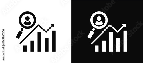 Behavioral Analytics icon set black and white