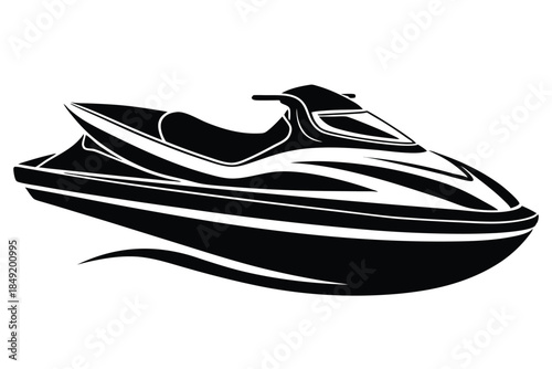 jet ski silhouette line art vector illustration