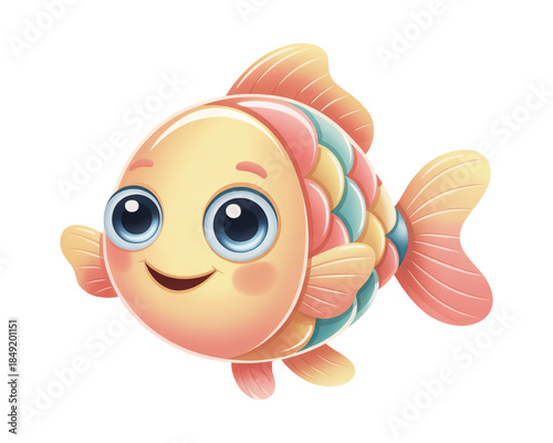 Cute Cartoon Fish Character graphic image isolated on a transparent background