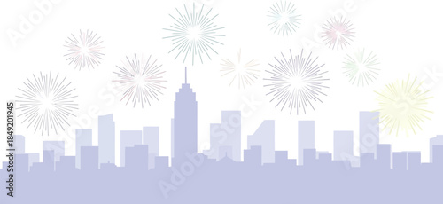 New York City Skyline Silhouette with Snowflake Decorative Overlay.