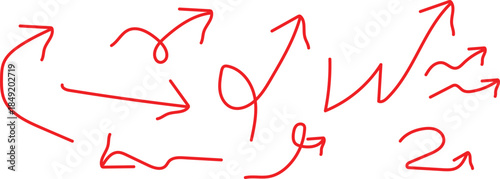 Airflow icon set featuring circular arrows, heat waves and wind streams. Transparent red symbols for ventilation, AC, purifier or climate control vector illustration