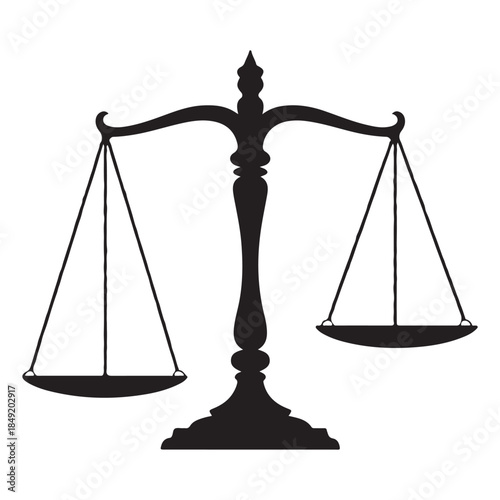 Classic Justice Scales Silhouette – Legal Symbol Vector