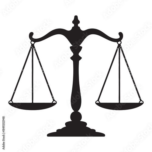 Justice Scale Balance Silhouette Vector Illustration