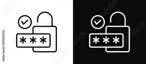 Unlock icon set black and white
