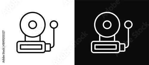 Fire Alarm icon set black and white