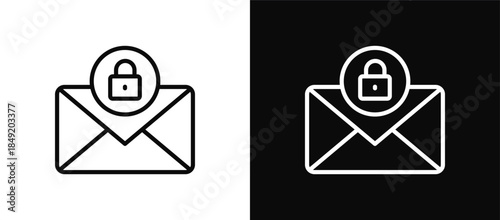 Email icon set black and white
