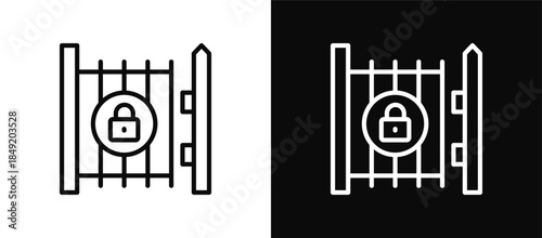 Gate icon set black and white
