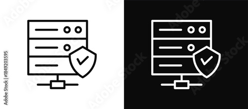 Server icon set black and white