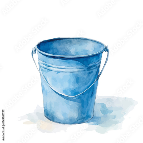 Hand-painted style, vectorized, vector set available in EPS An Elegant watercolor painting design collection_Watercolor_style_painting_of_a_blue_farm_bucket