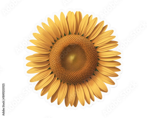 Detailed Yellow Sunflower with Textured Center Keywords: sunflower, flower, bloom, yellow isolated on a transparent background