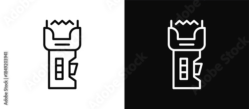 Stun Gun icon set black and white