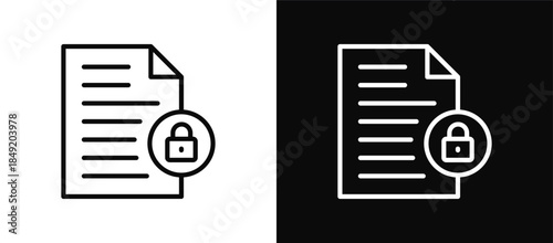 Document icon set black and white