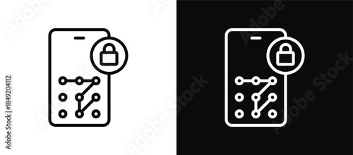 Clock Padlock icon set black and white