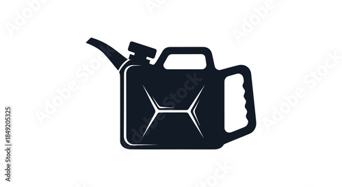 A stark black silhouette of a classic metal jerrycan commonly used for fuel storage silhouette