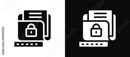 Data Encryption icon set black and white