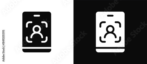 Face Recognition icon set black and white