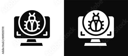 Antivirus icon set black and white