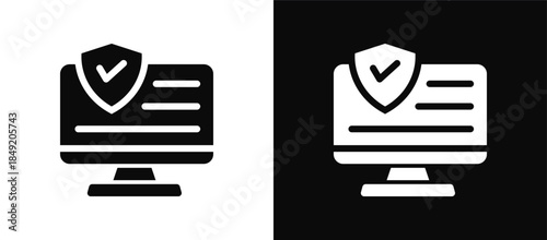 Shield icon set black and white