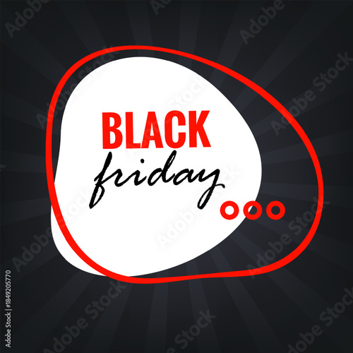 Minimalist Black Friday sale sticker with red outline and abstract shape