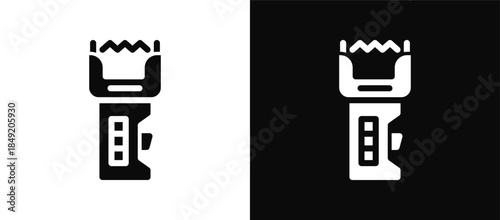 Stun Gun icon set black and white