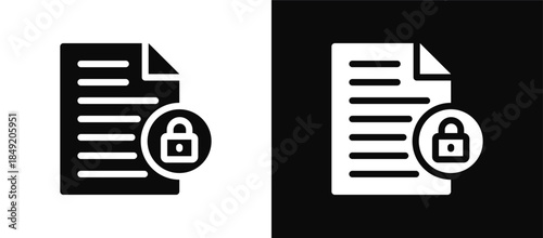 Document icon set black and white