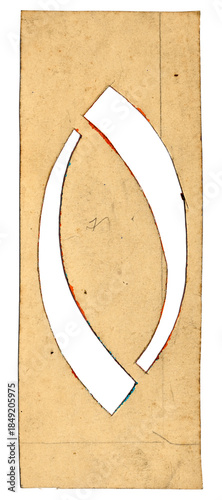 Alte Papierschablone Malerschablone Zahl Hausnummer 0 Null - Symbol für Analog