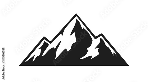 Black and White Geometric Mountain Landscape Logo