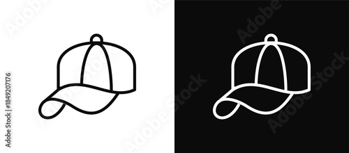 Cap icon set black and white