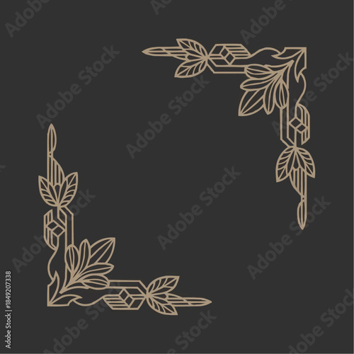 Elegant Corner Embellishments:  Intricate floral and geometric elements artfully arranged, creating a sophisticated frame,  perfect for adding a touch of classic refinement to any design.