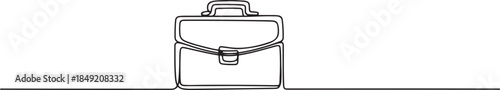 One line drawing of business briefcase or handbag. Minimal clean design. one line Icon drawing