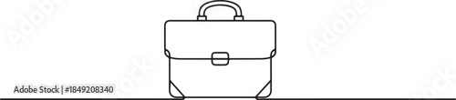 One line drawing of business briefcase or handbag. Minimal clean design. one line Icon drawing