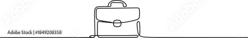 One line drawing of business briefcase or handbag. Minimal clean design. one line Icon drawing