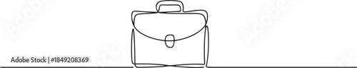 One line drawing of business briefcase or handbag. Minimal clean design. one line Icon drawing