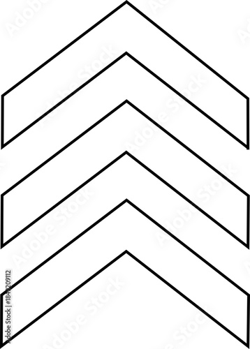 Chevron Arrow Vector Black Line Style Direction Symbols, Navigation Pointer Marks, Guide Indicators, Shape Signs, Forward Move Icons, Minimal Graphic Element