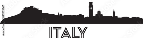 Udine Cityscape Silhouette with Italy. design Vector black silhouette