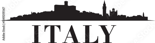 Udine Cityscape Silhouette with Italy. design Vector black silhouette