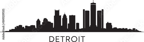 Detroit city skyline Blackl vector illustration. Travel poster. design Vector black silhouette