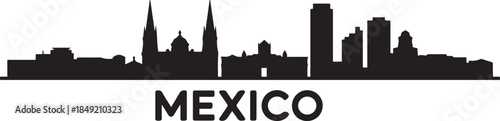 Guadalajara Skyline Black with Mexico. design Vector black silhouette