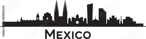 Guadalajara Skyline Black with Mexico. design Vector black silhouette