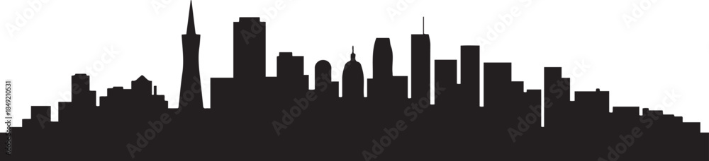 Obraz premium San Francisco city skyline Black vector illustration. design Vector black silhouette