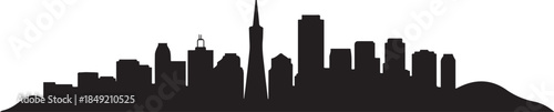 San Francisco city skyline Black vector illustration. design Vector black silhouette