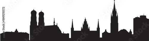 Munich, Germany City cityscape illustration skyline. design Vector black silhouette