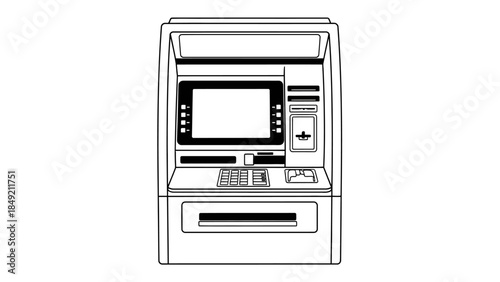 ATM Machine: A detailed illustration of an automated teller machine, showcasing its essential features and functionality, offering a glimpse into the world of modern financial transactions.