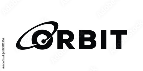 Typography text orbit logo design, planet globe graphic icon concept